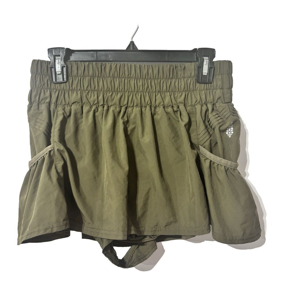 Free People Movement Get Your Flirt On Shorts Green Relaxed Fit Size Small